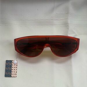 Red 80s aviator Sunglasses - Bold Transparent Frame